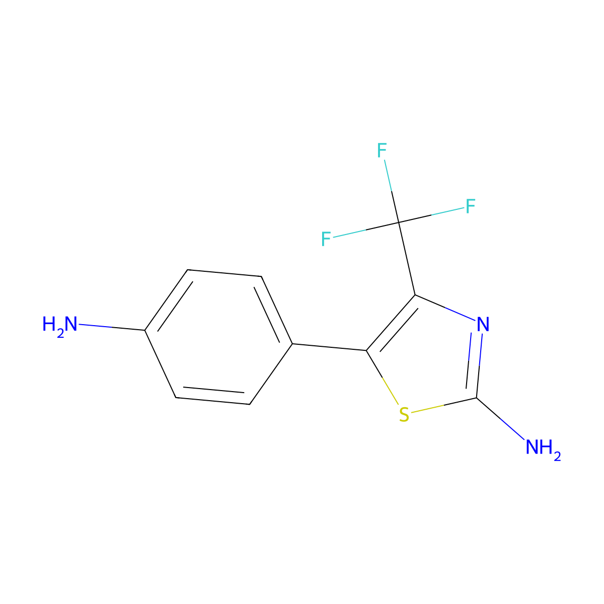 2-Thiazolamine, 5-(4-aminophenyl)-4-(trifluoromethyl)- molecular structure, CAS 255833-45-5