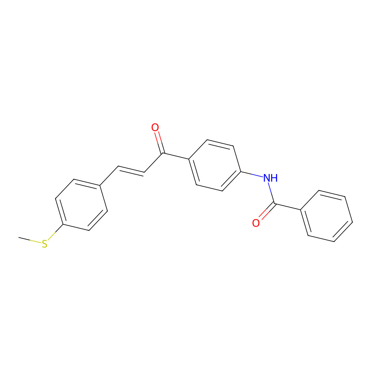 Benzamide, N-[4-[3-[4-(methylthio)phenyl]-1-oxo-2-propenyl]phenyl]- molecular structure, CAS 255835-29-1