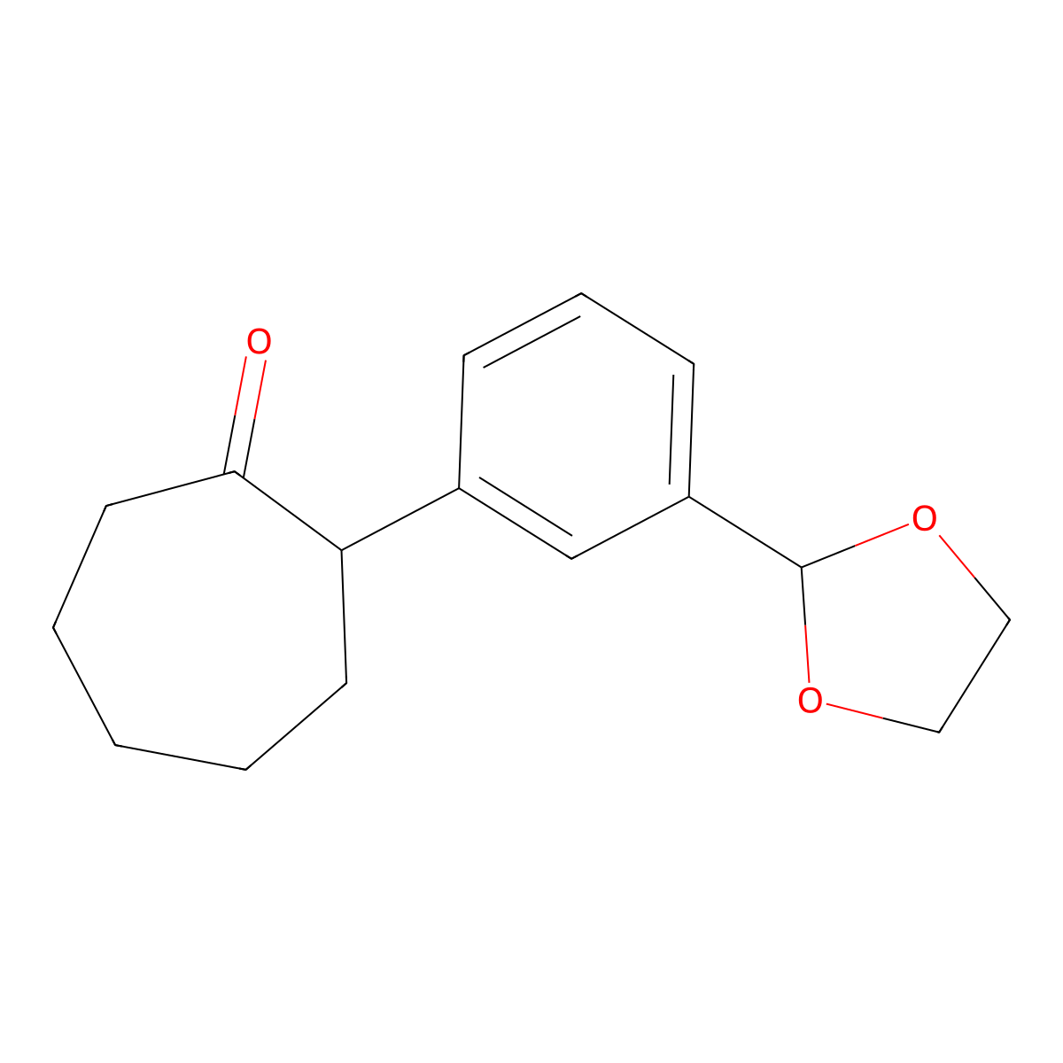 2-[3-(1,3-Dioxolan-2-yl)phenyl]cycloheptan-1-one molecular structure, CAS 255836-44-3