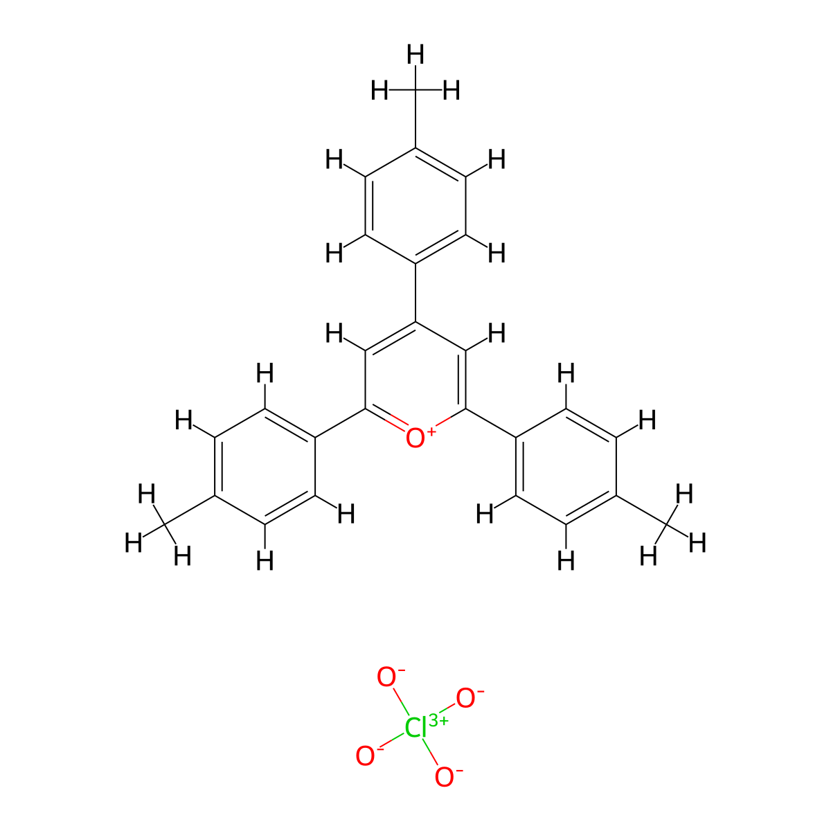2,4,6-Tris(4-methylphenyl)pyrylium perchlorate molecular structure, CAS 25584-18-3