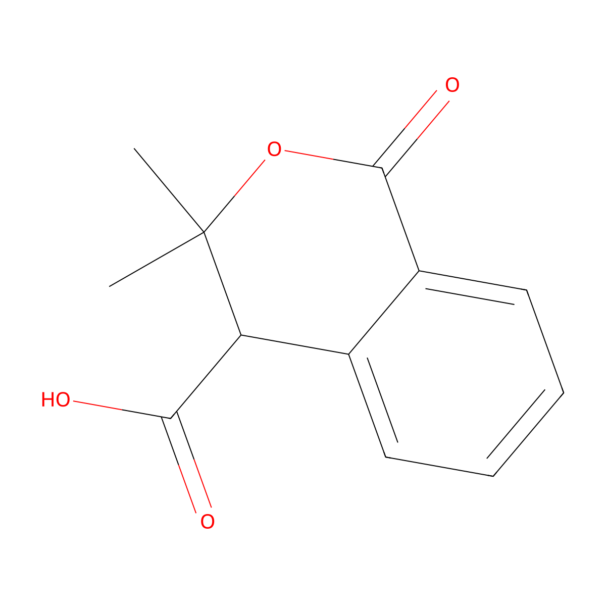 3,3-dimethyl-1-oxo-3,4-dihydro-1H-2-benzopyran-4-carboxylic acid molecular structure, CAS 255841-48-6