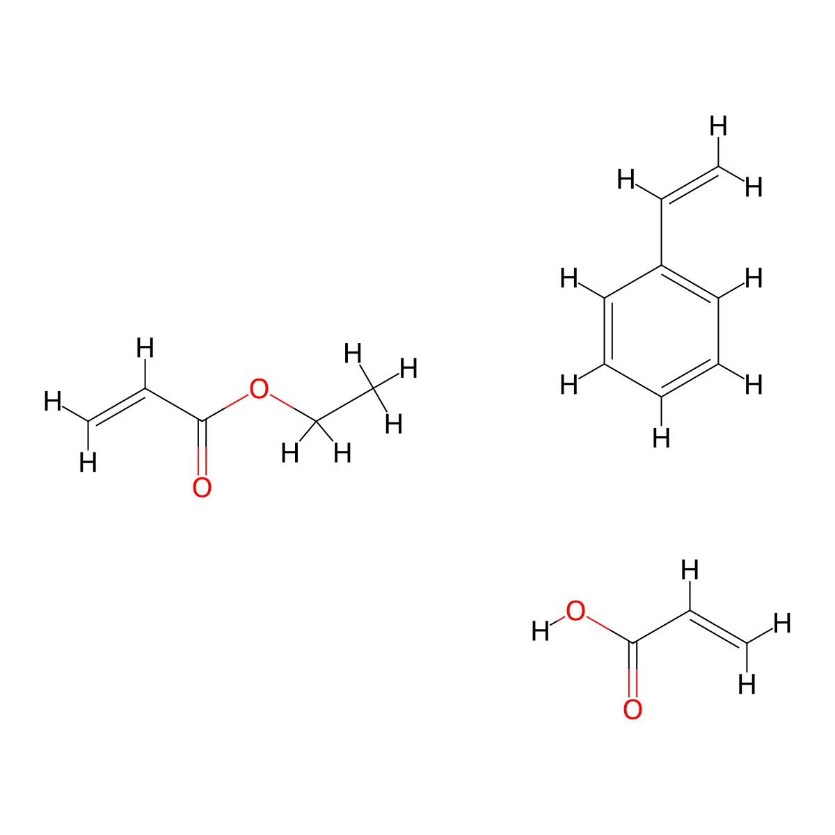 2-Propenoic acid, polymer with ethenylbenzene and ethyl 2-propenoate molecular structure, CAS 25585-77-7