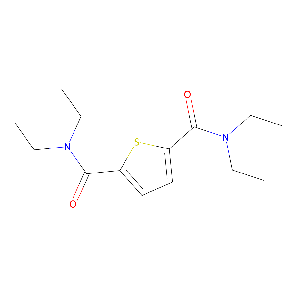 N,N,N',N'-Tetraethylthiophene-2,5-dicarboxamide molecular structure, CAS 255850-29-4