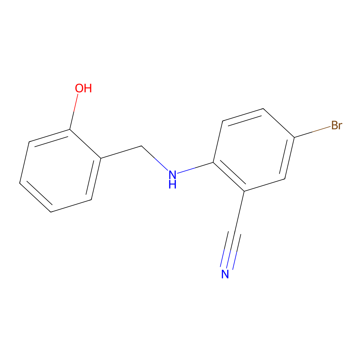 5-Bromo-2-((2-hydroxybenzyl)amino)benzenecarbonitrile molecular structure, CAS 255865-20-4