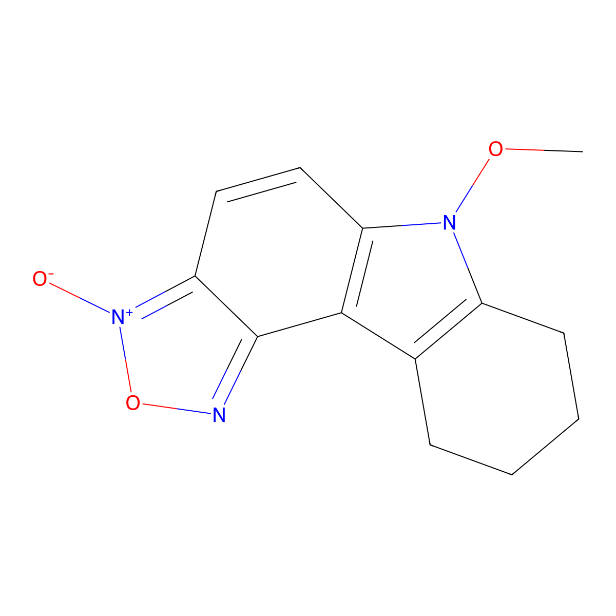 6-Methoxy-7,8,9,10-tetrahydro-6h-[1,2,5]oxadiazolo[3,4-c]carbazol-3-ium-3-olate molecular structure, CAS 255865-30-6