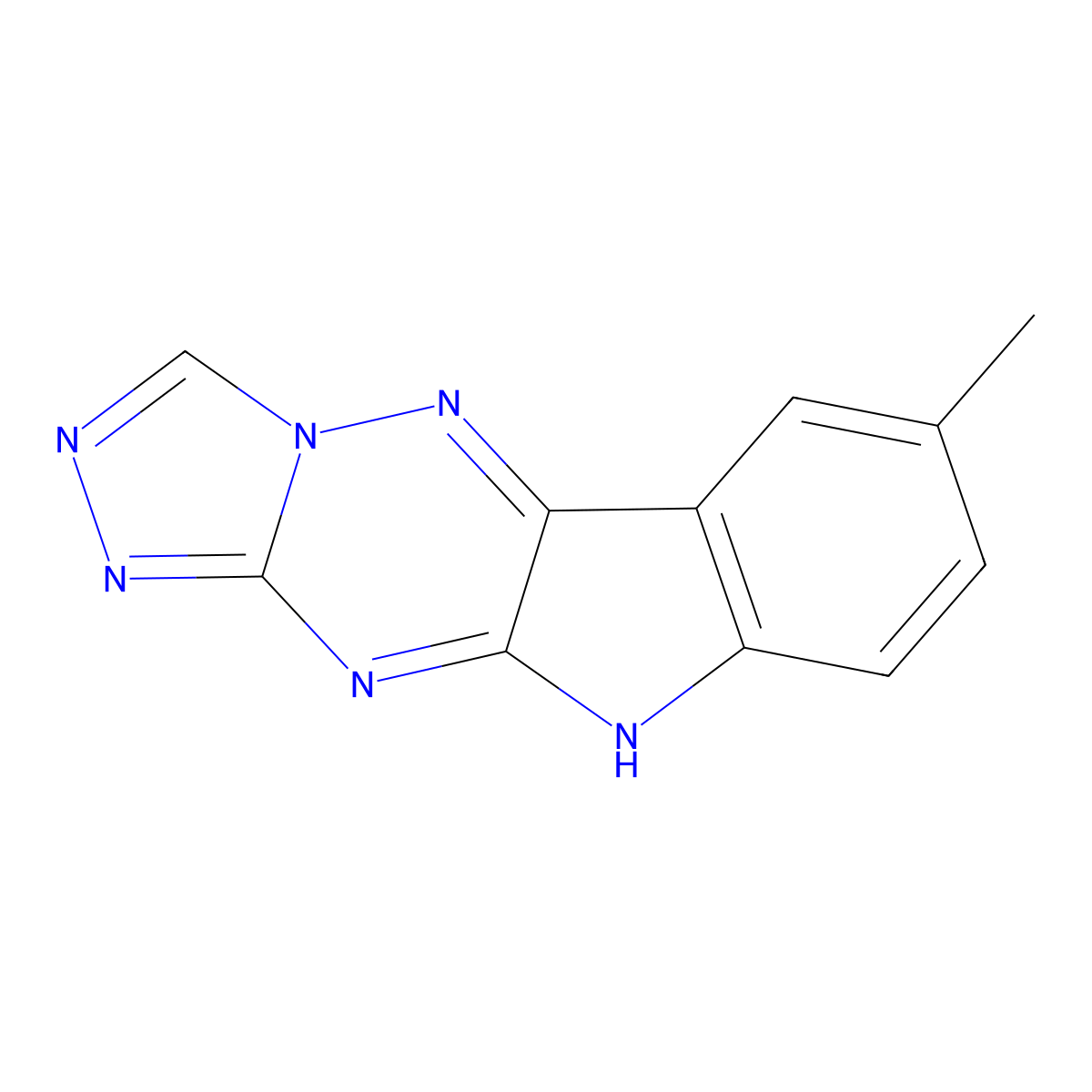 7-methyl-10H-[1,2,4]triazolo[4',3':2,3][1,2,4]triazino[5,6-b]indole molecular structure, CAS 255866-24-1
