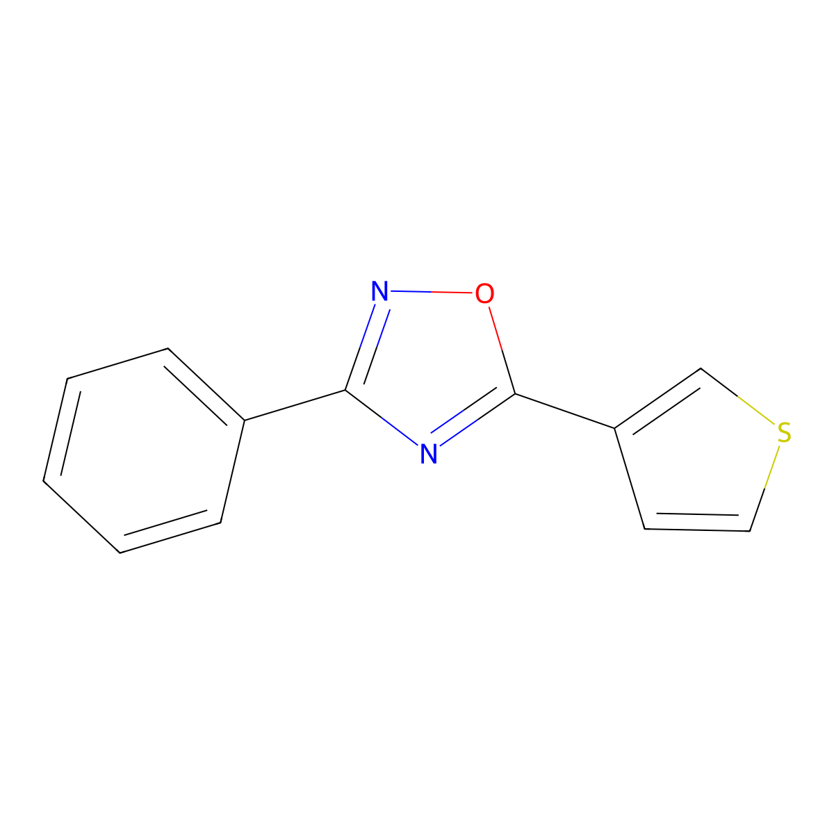 3-Phenyl-5-thiophen-3-yl-1,2,4-oxadiazole molecular structure, CAS 255866-91-2