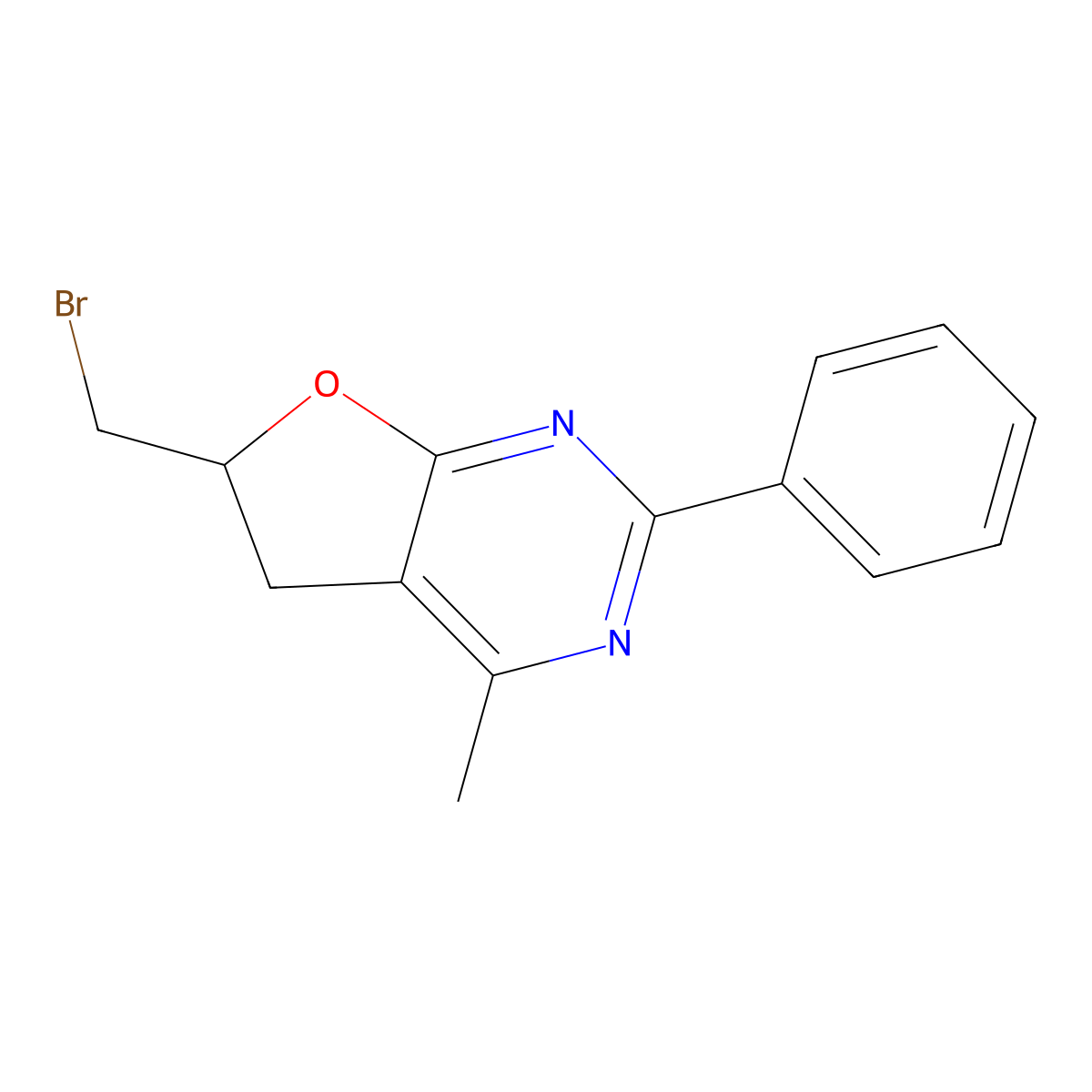 6-(Bromomethyl)-4-methyl-2-phenyl-5,6-dihydrofuro[2,3-d]pyrimidine molecular structure, CAS 255869-28-4
