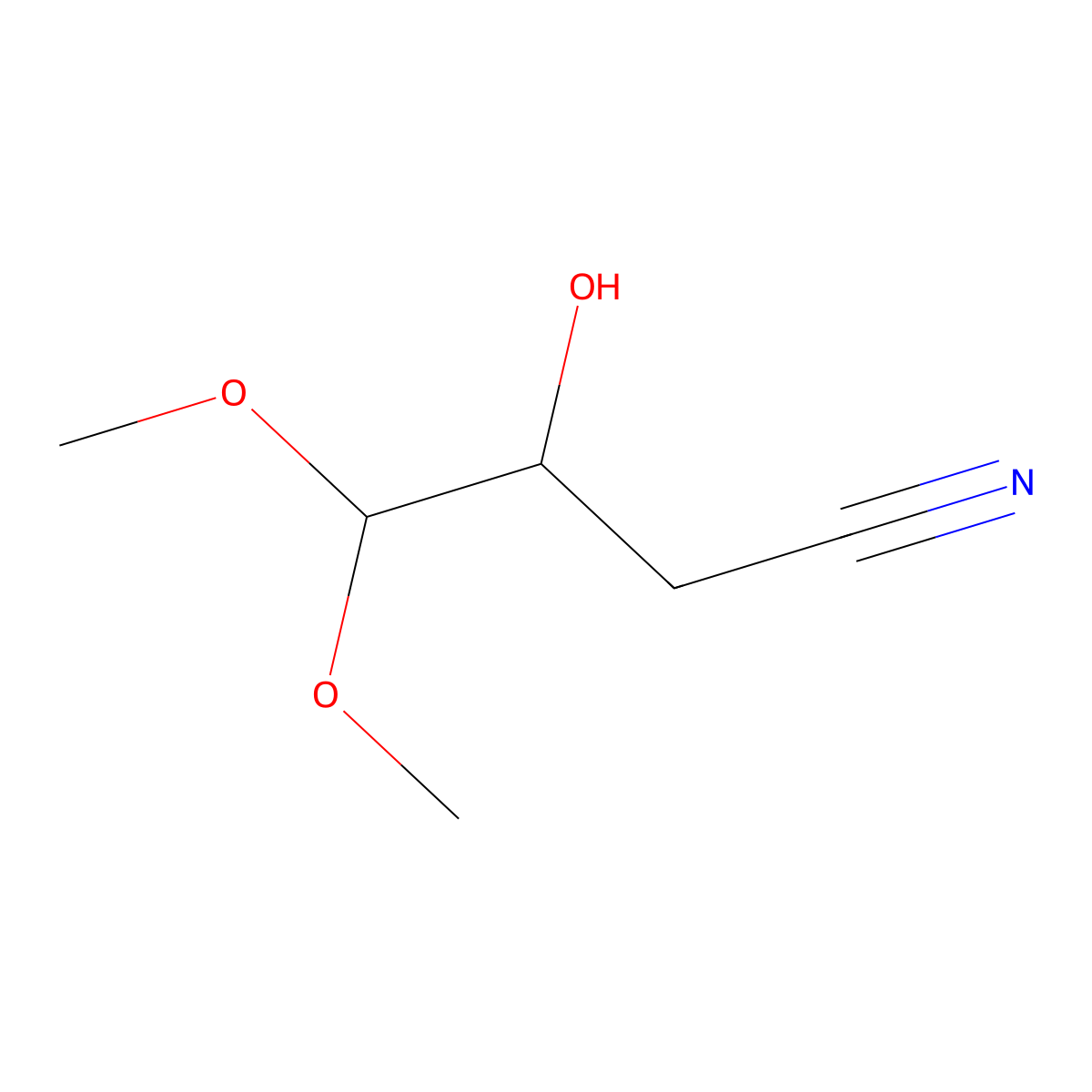 3-Hydroxy-4,4-dimethoxybutanenitrile molecular structure, CAS 255869-40-0