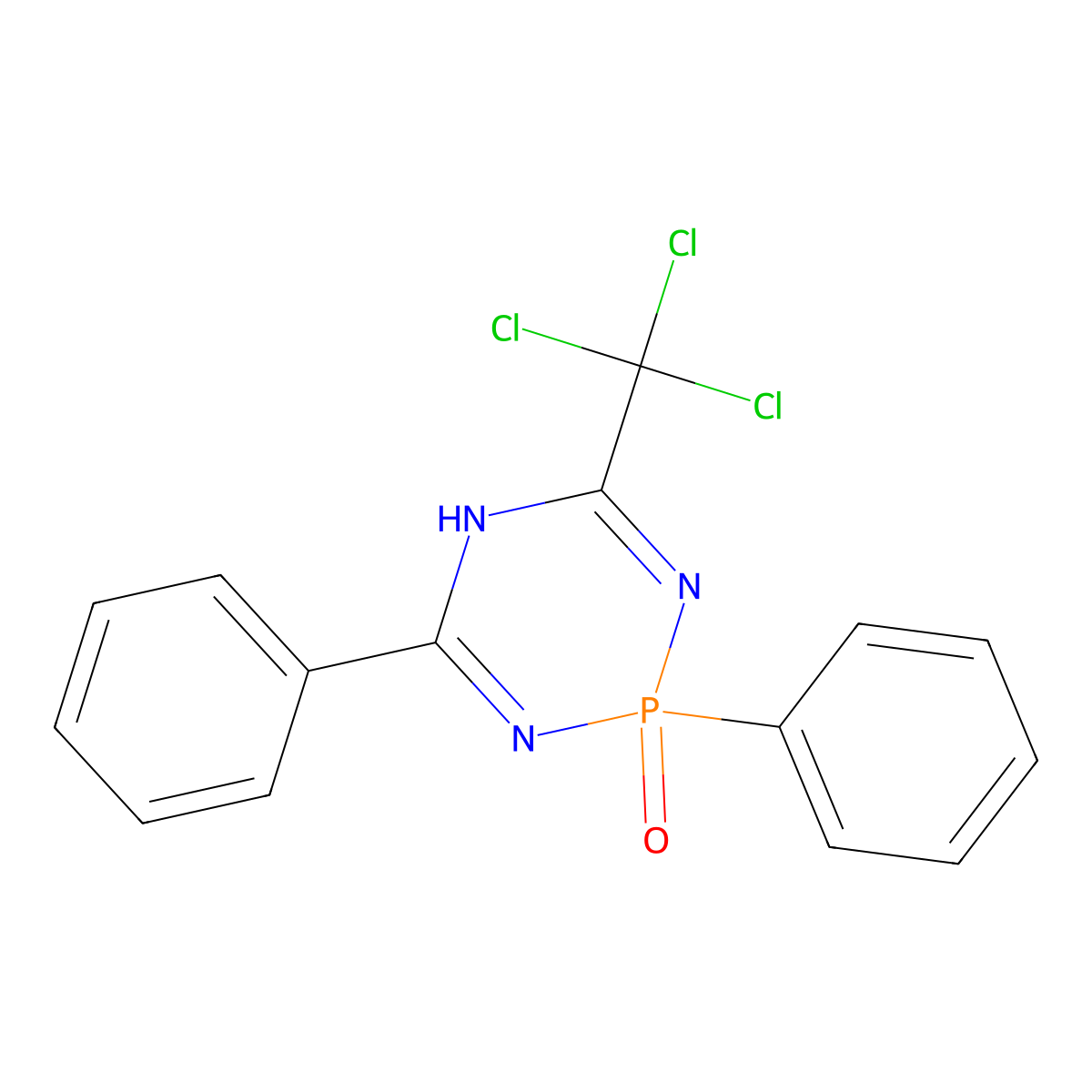 2,4-Diphenyl-6-(trichloromethyl)-1,2-dihydro-1,3,5,2-triazaphosphinine 2-oxide molecular structure, CAS 255869-93-3
