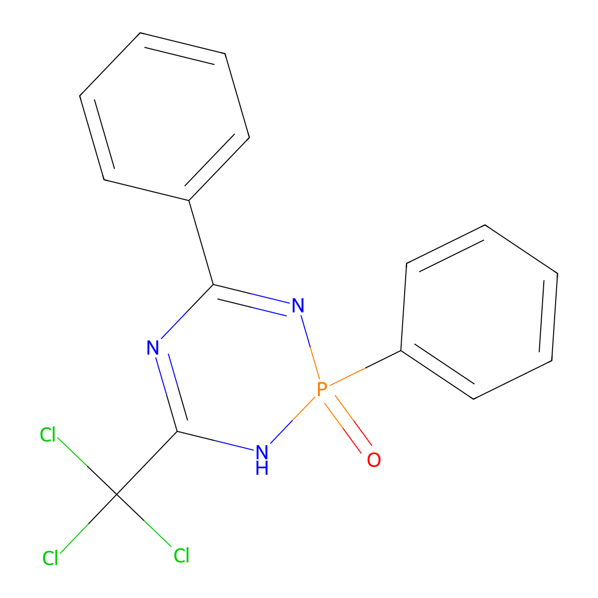 2,4-Diphenyl-6-(trichloromethyl)-1,2-dihydro-1,3,5,2-triazaphosphinine 2-oxide molecular structure, CAS 255869-93-3