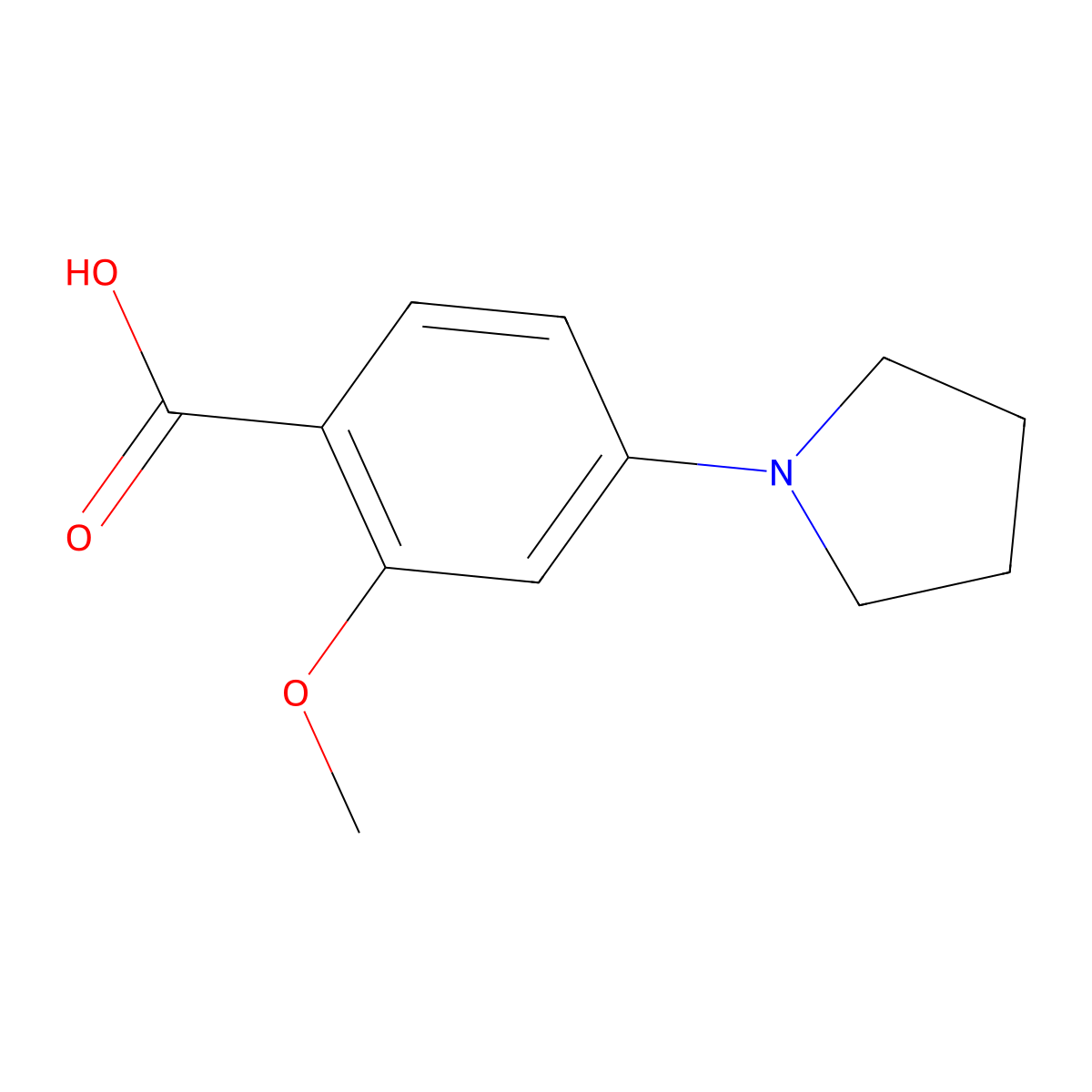 2-Methoxy-4-(pyrrolidin-1-yl)benzoic acid molecular structure, CAS 255871-29-5