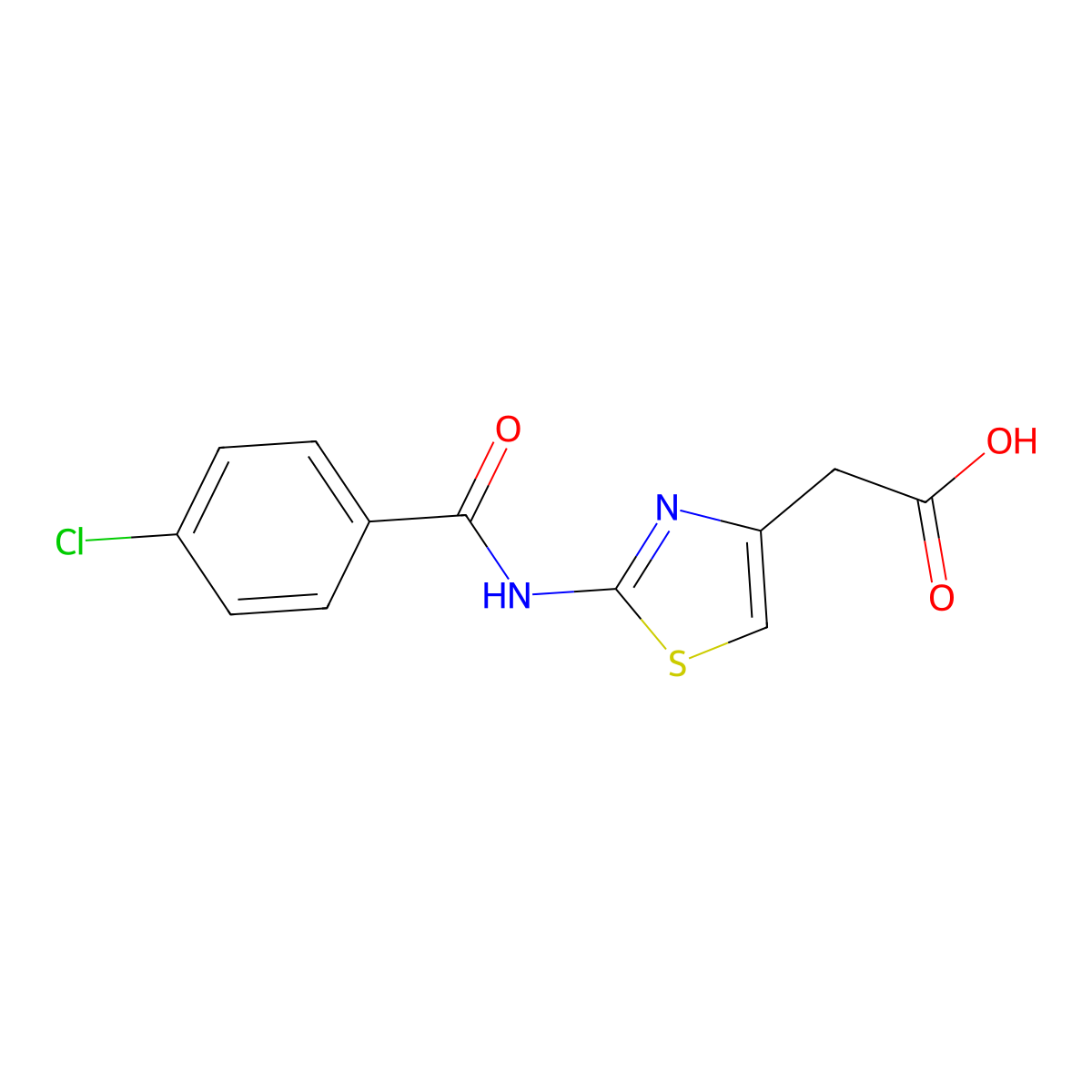 [2-(4-Chloro-benzoylamino)-thiazol-4-yl]-acetic acid molecular structure, CAS 255874-78-3