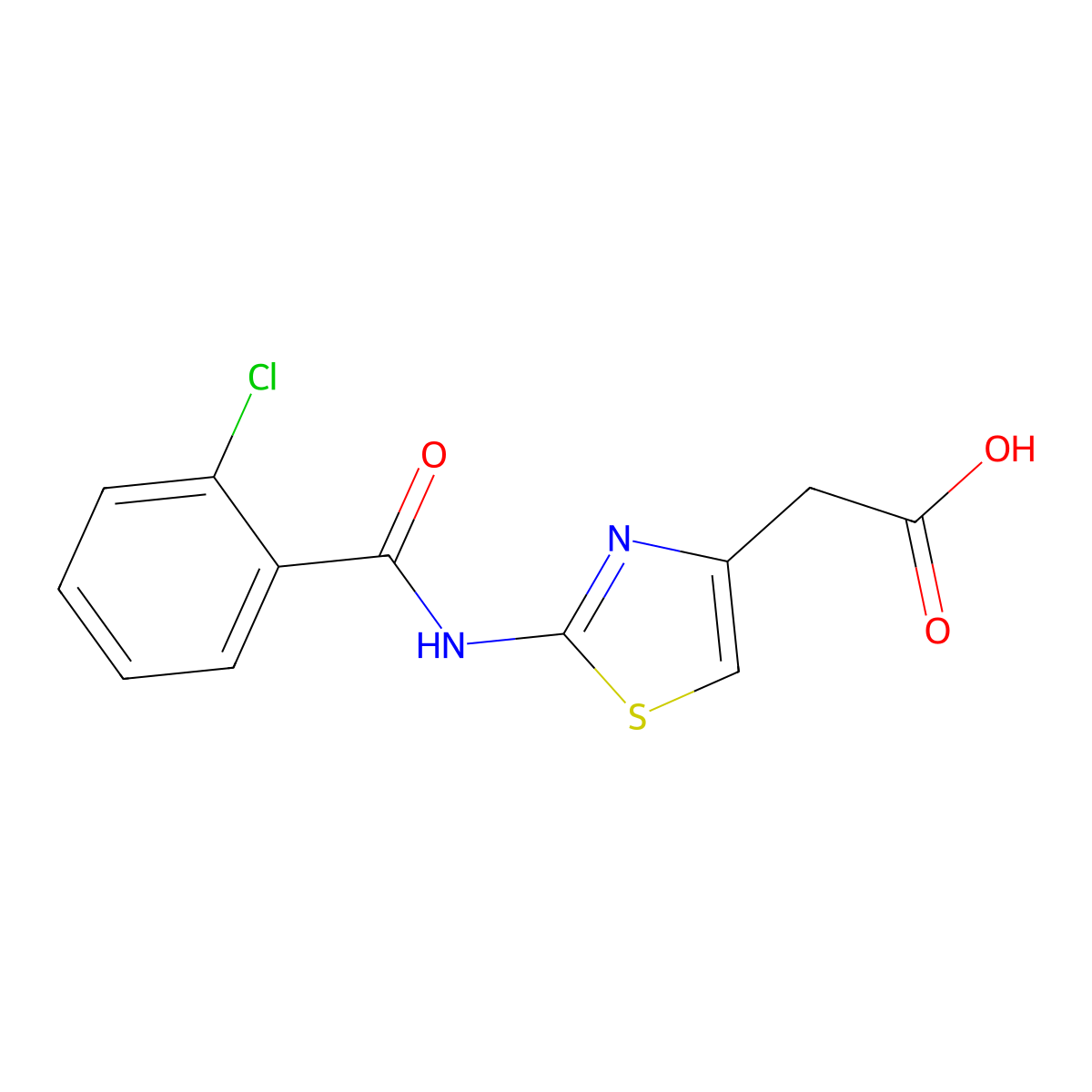 {2-[(2-Chlorobenzoyl)amino]-1,3-thiazol-4-YL}acetic acid molecular structure, CAS 255874-81-8