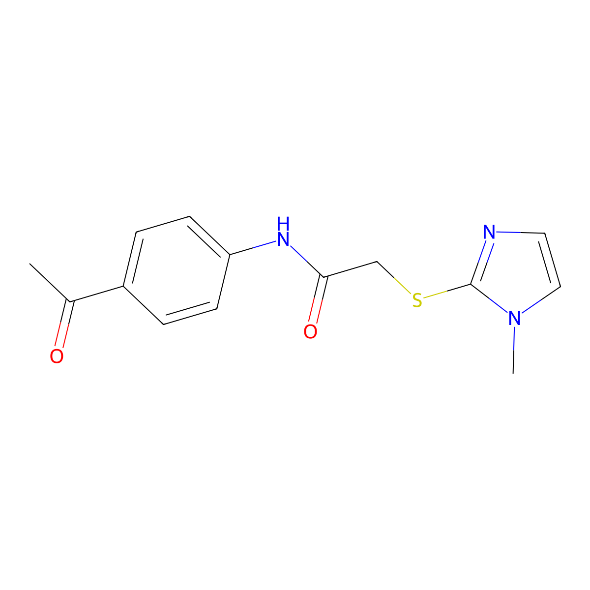 N-(4-acetylphenyl)-2-[(1-methyl-1H-imidazol-2-yl)sulfanyl]acetamide molecular structure, CAS 255874-94-3