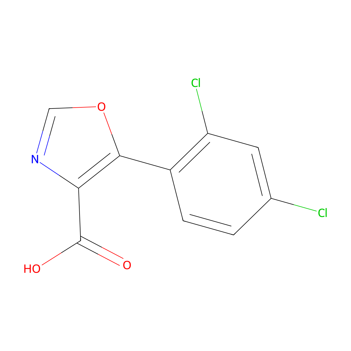 5-(2,4-Dichlorophenyl)oxazole-4-carboxylic acid molecular structure, CAS 255876-52-9