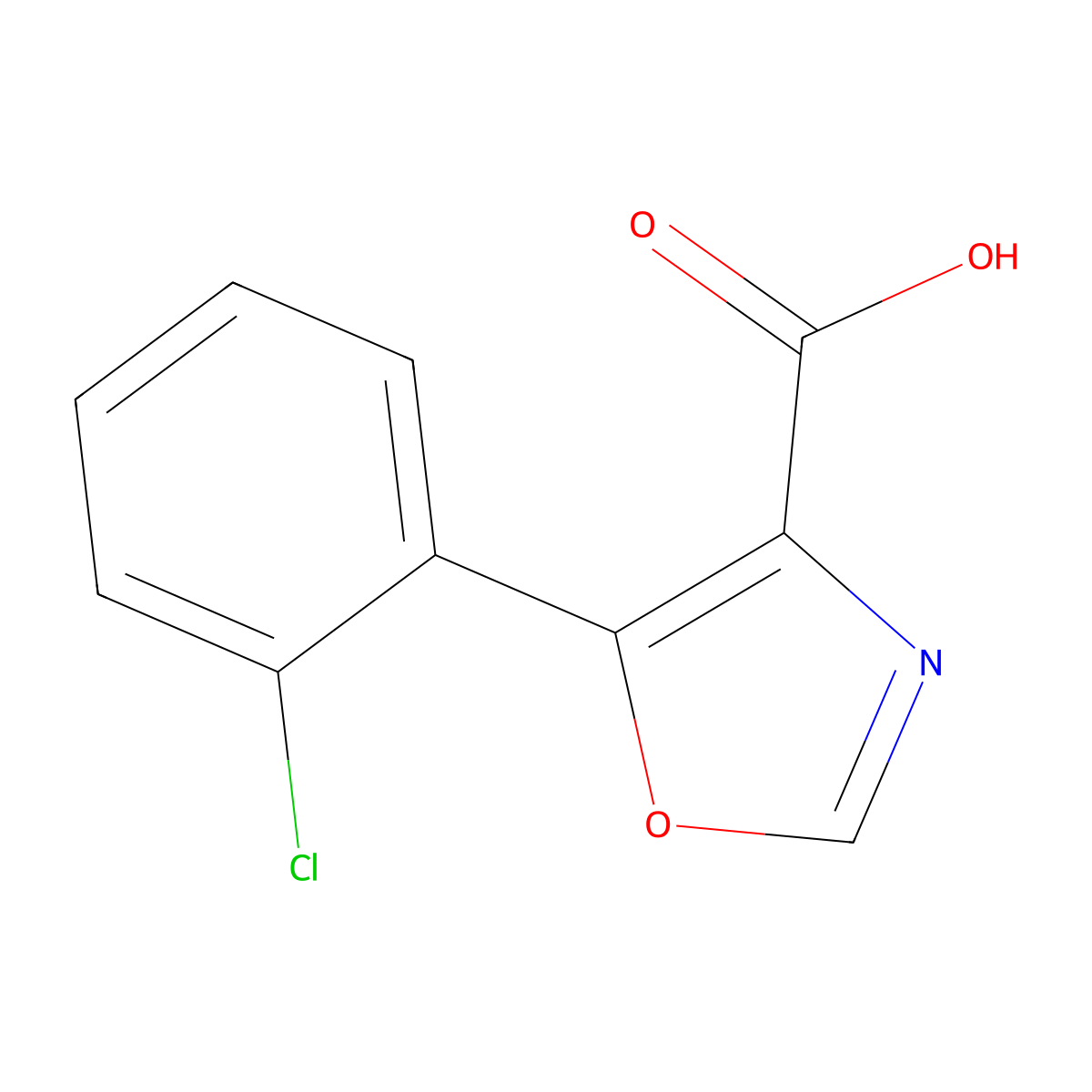 5-(2-Chlorophenyl)-1,3-oxazole-4-carboxylic acid molecular structure, CAS 255876-53-0