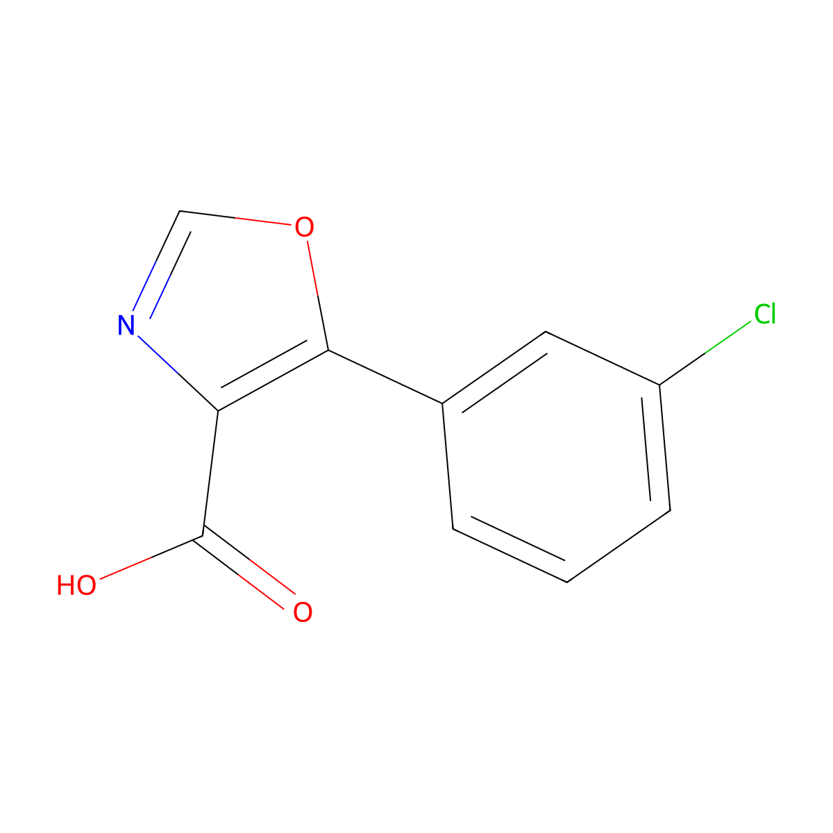 5-(3-Chlorophenyl)-1,3-oxazole-4-carboxylic acid molecular structure, CAS 255876-54-1