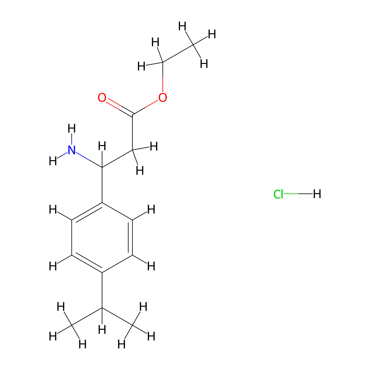 Ethyl 3-amino-3-(4-isopropylphenyl)propanoate hydrochloride molecular structure, CAS 255881-56-2