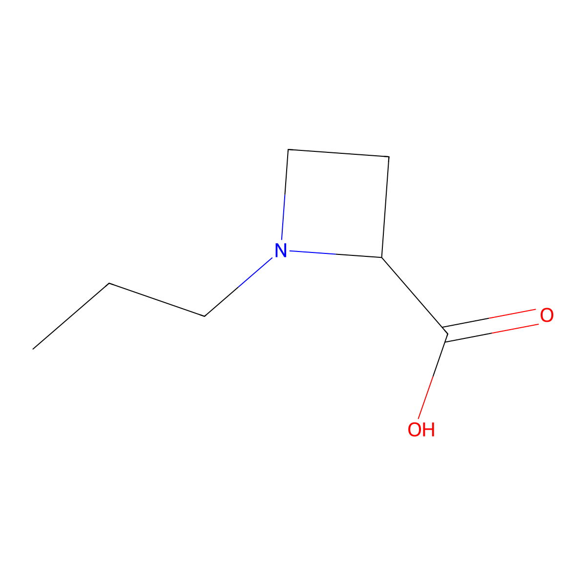 2-Azetidinecarboxylic acid, 1-propyl-, (2S)- molecular structure, CAS 255882-97-4