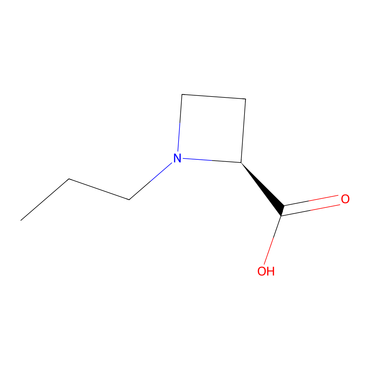 2-Azetidinecarboxylic acid, 1-propyl-, (2S)- molecular structure, CAS 255882-97-4