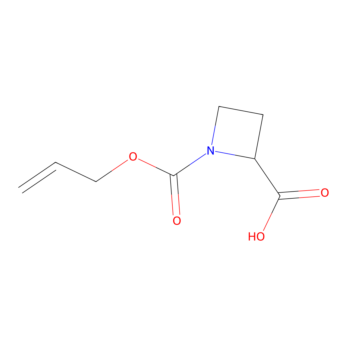 (2R)-1-[(prop-2-en-1-yloxy)carbonyl]azetidine-2-carboxylic acid molecular structure, CAS 255883-19-3