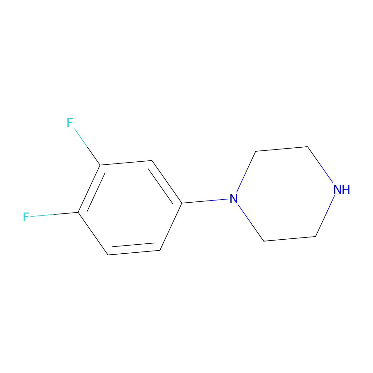 1-(3,4-Difluorophenyl)piperazine molecular structure, CAS 255893-57-3