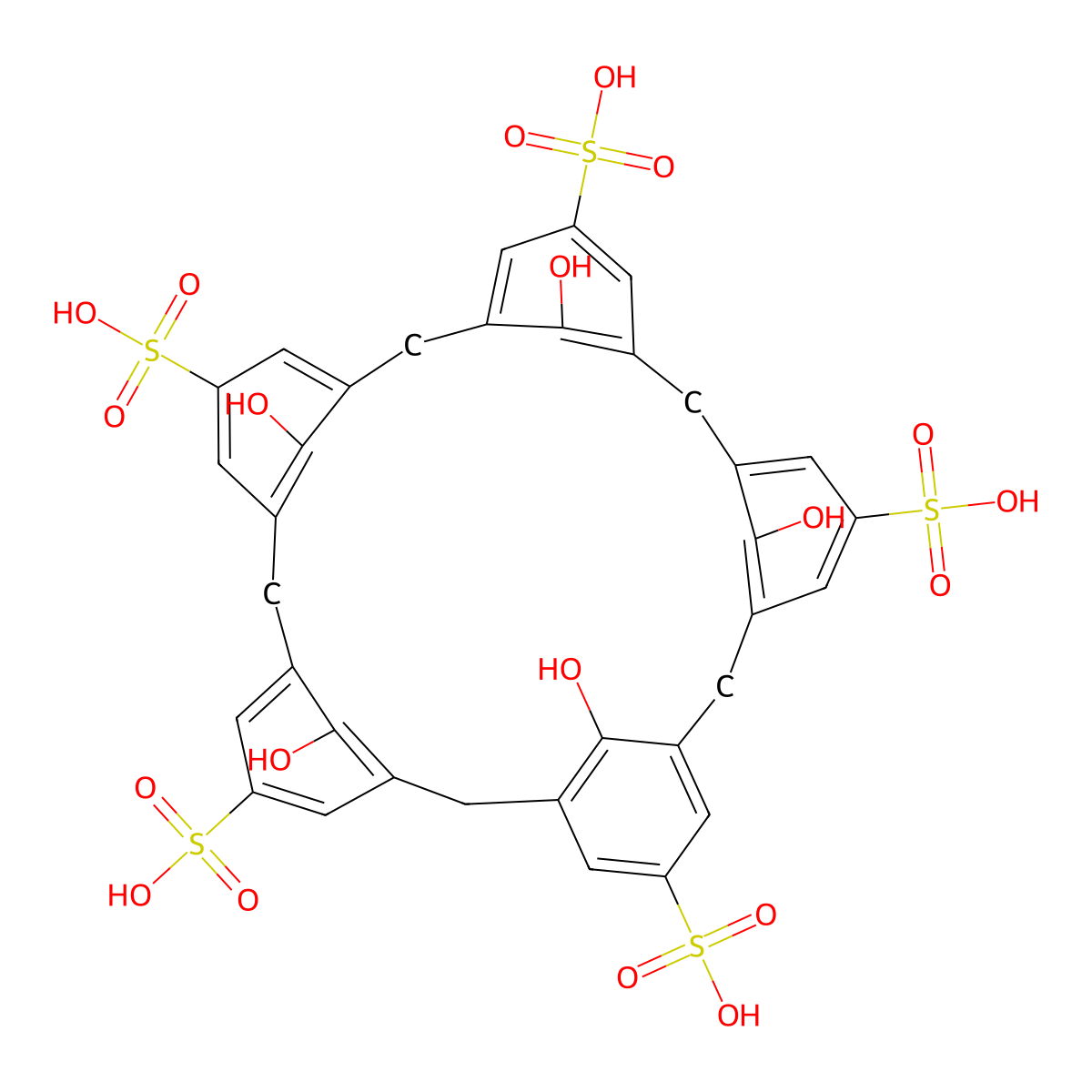 12,32,52,72,92-Pentahydroxy-1,3,5,7,9(1,3)-pentabenzenacyclodecaphane-15,35,55,75,95-pentasulfonic acid molecular structure, CAS 255900-34-6