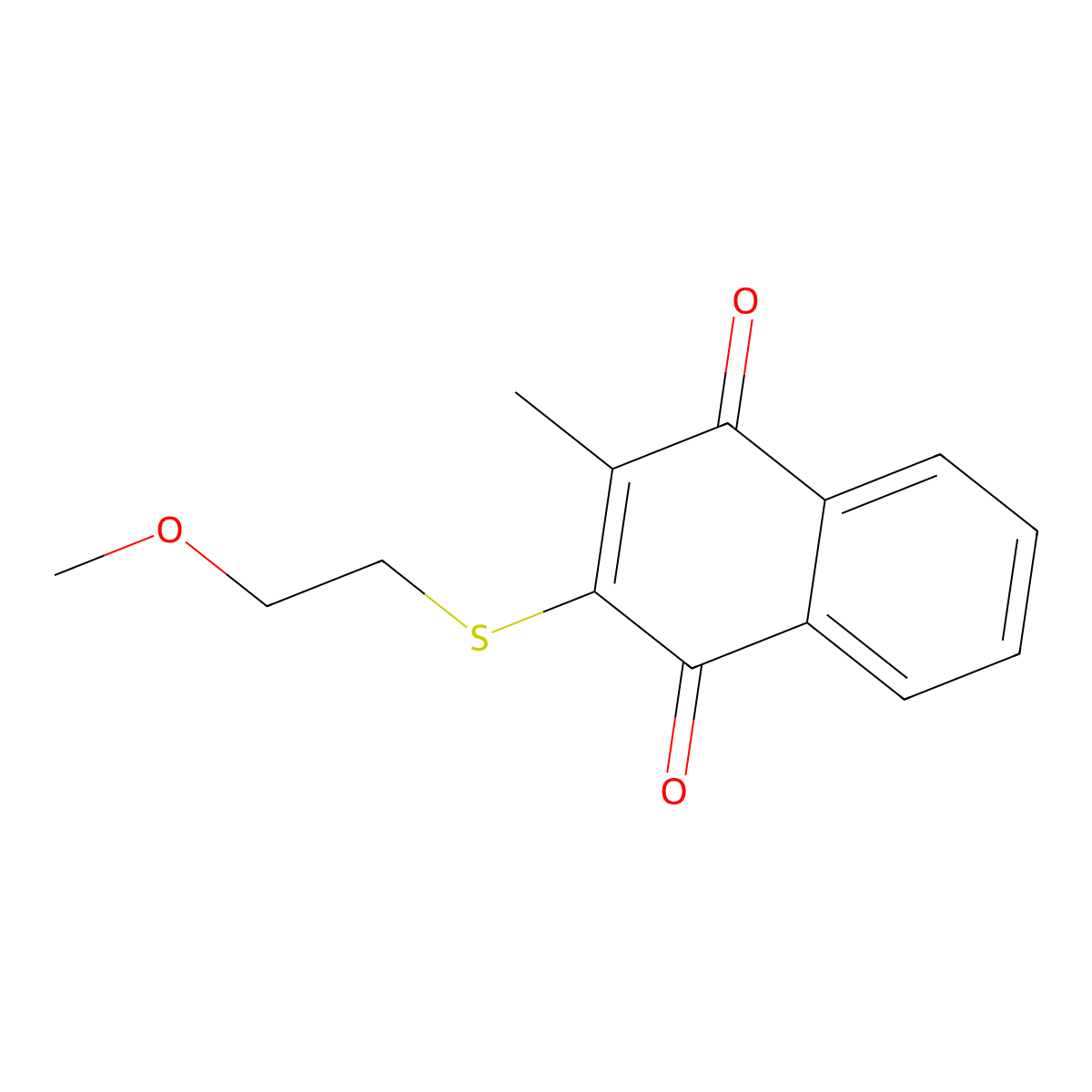 2-((2-Methoxyethyl)thio)-3-methylnaphthalene-1,4-dione molecular structure, CAS 255906-59-3