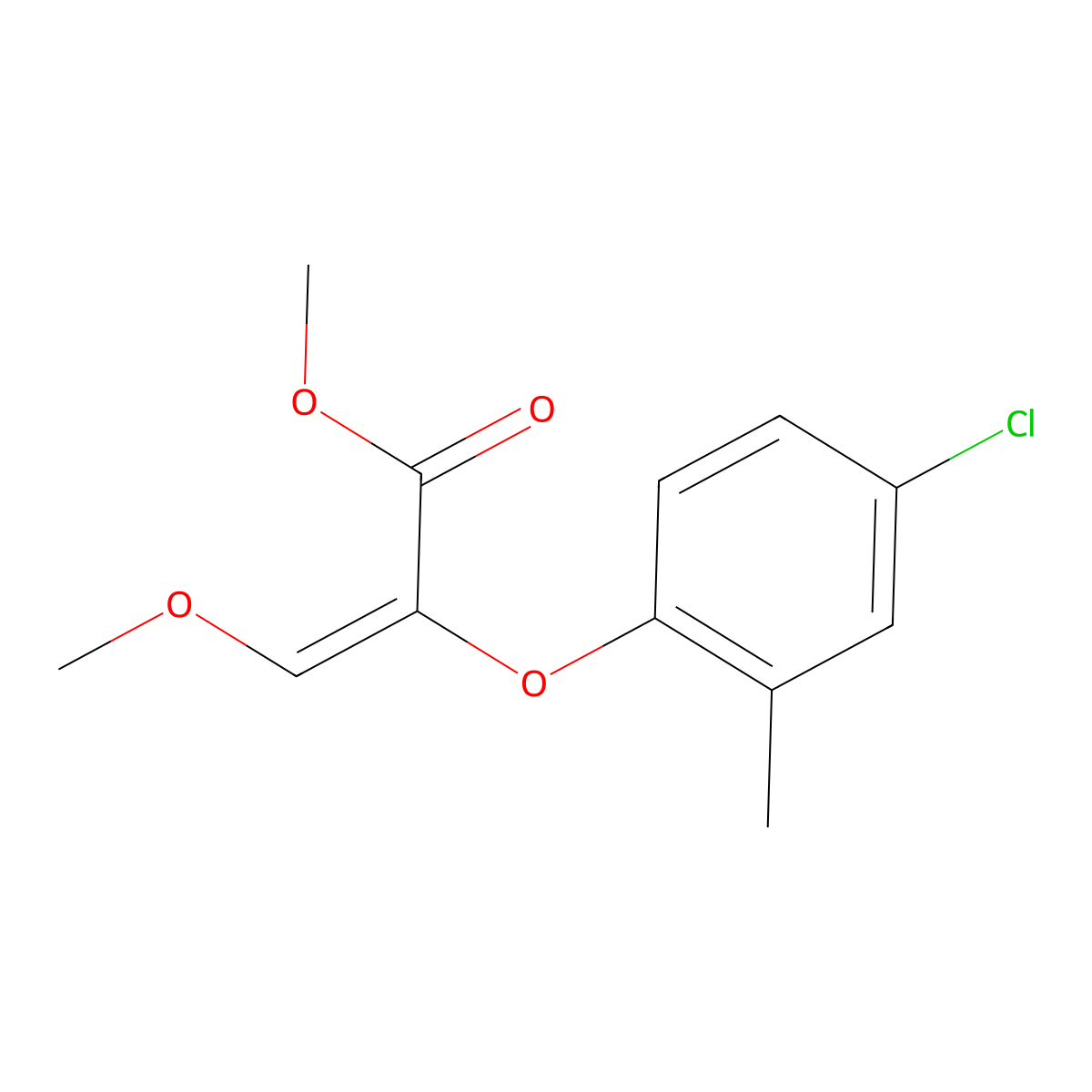 Methyl 2-(4-chloro-2-methylphenoxy)-3-methoxyacrylate molecular structure, CAS 255908-42-0