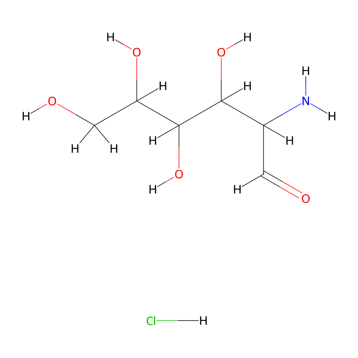 2-Amino-3,4,5,6-tetrahydroxyhexanal hydrochloride molecular structure, CAS 25591-10-0