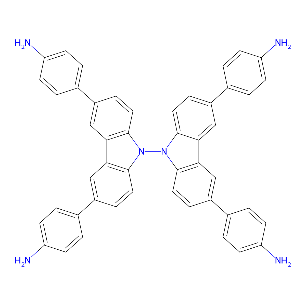 4,4',4'',4'''-([9,9'-Bicarbazole]-3,3',6,6'-tetrayl)tetraaniline molecular structure, CAS 2559708-42-6