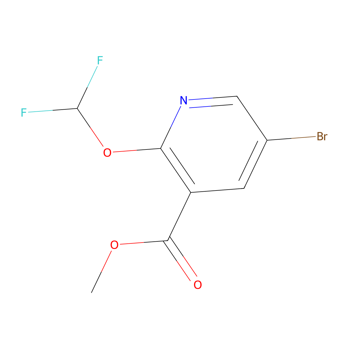 Methyl 5-bromo-2-(difluoromethoxy)nicotinate molecular structure, CAS 2559710-43-7