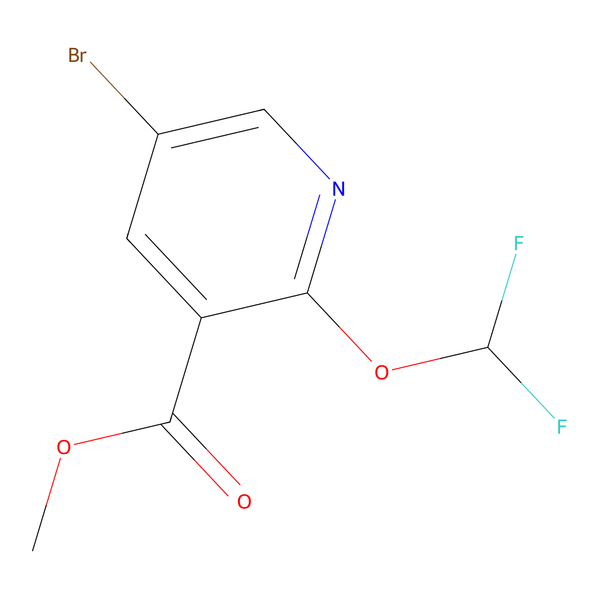Methyl 5-bromo-2-(difluoromethoxy)nicotinate molecular structure, CAS 2559710-43-7