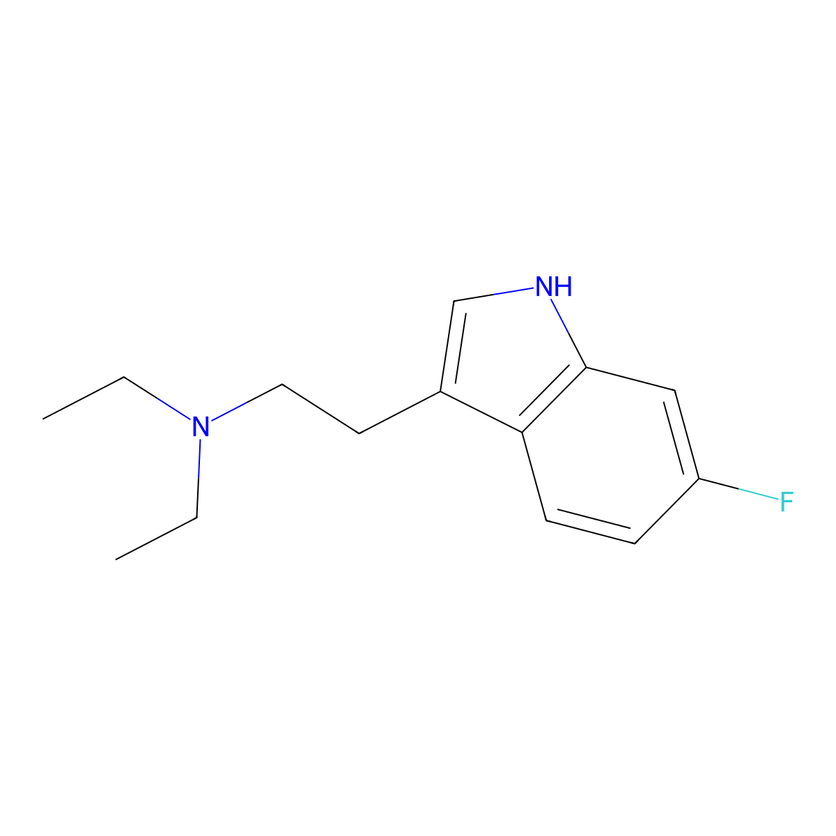 6-fluoro-N,N-diethyltryptamine molecular structure, CAS 2560-29-4