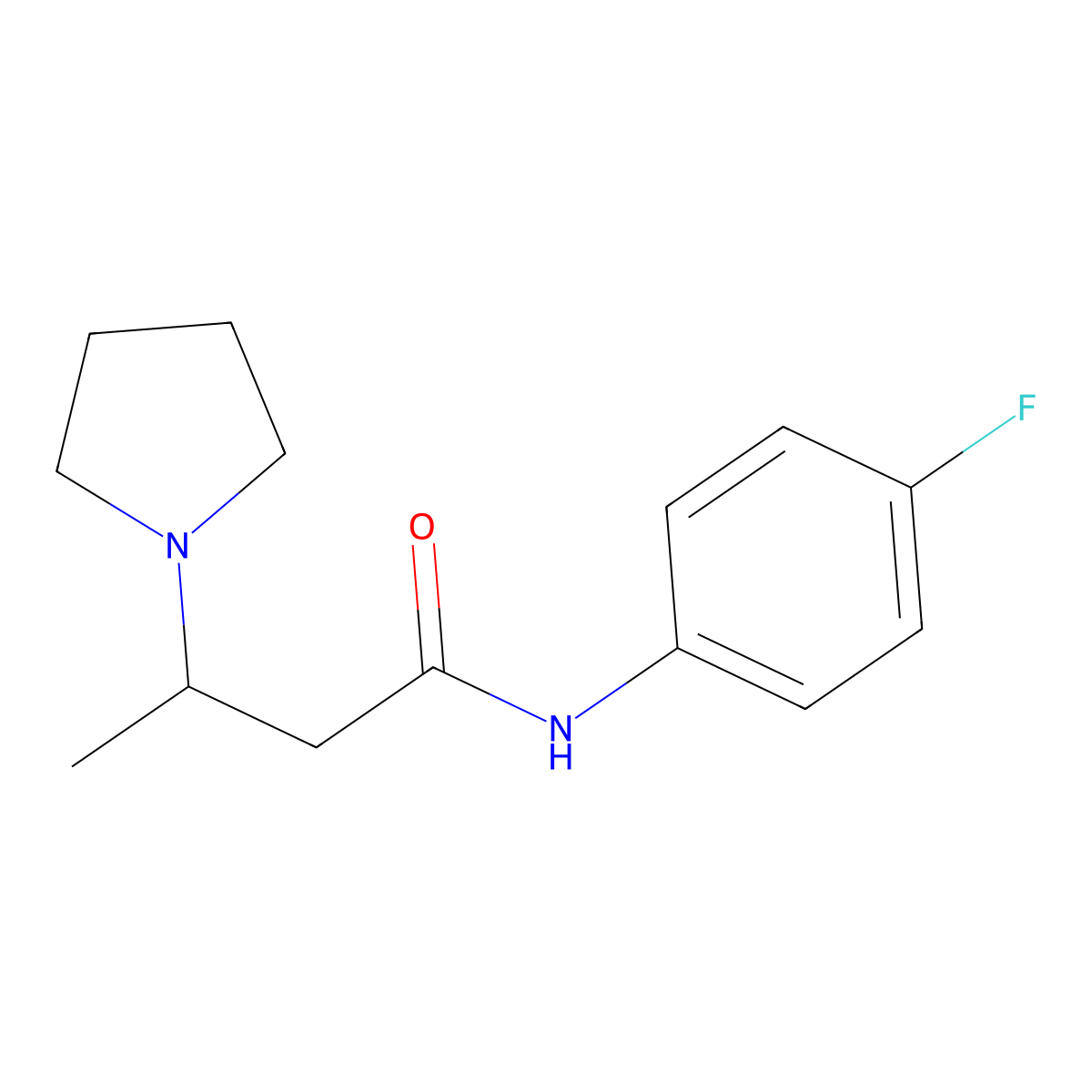 N-(4-fluorophenyl)-3-(1-pyrrolidinyl)butanamide molecular structure, CAS 2560-30-7