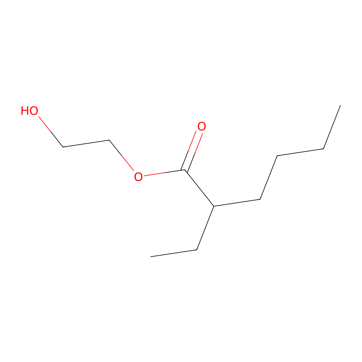 Ethylene glycol mono(2-ethylhexanoate) molecular structure, CAS 25601-36-9