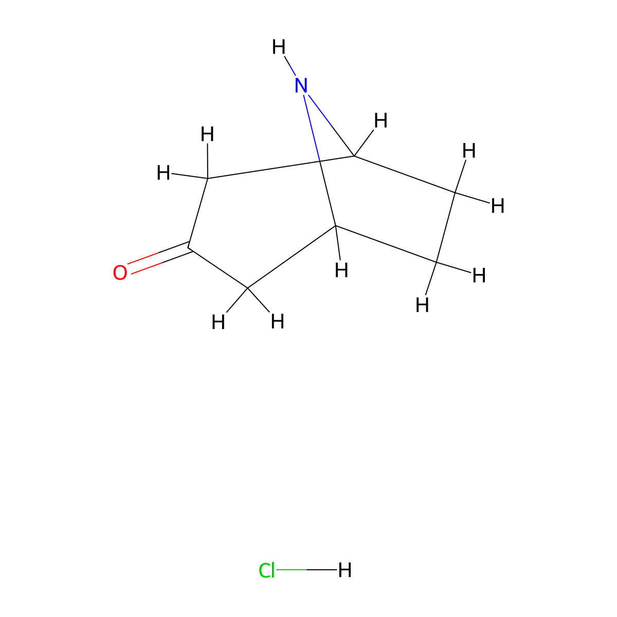 8-Azabicyclo[3.2.1]octan-3-one hydrochloride molecular structure, CAS 25602-68-0