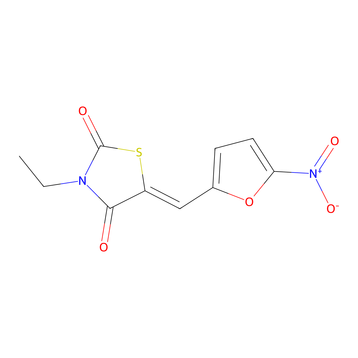 3-Ethyl-5-[(5-nitro-2-furanyl)methylene]-2,4-thiazolidinedione molecular structure, CAS 25603-13-8