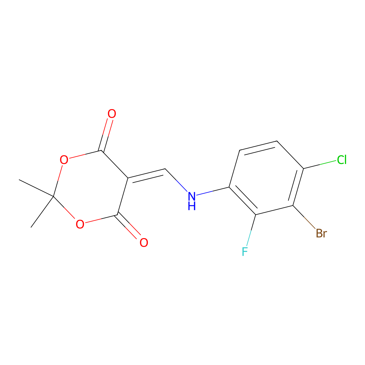 5-[[(3-Bromo-4-chloro-2-fluorophenyl)amino]methylene]-2,2-dimethyl-1,3-dioxane-4,6-dione molecular structure, CAS 2561414-28-4