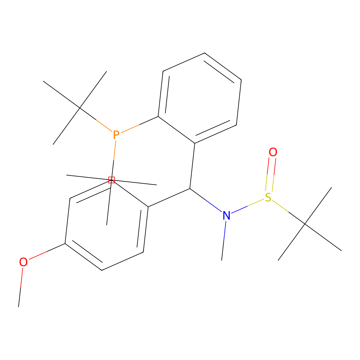 (R)-N-((S)-(2-(Di-tert-butylphosphanyl)phenyl)(4-methoxyphenyl)methyl)-N,2-dimethylpropane-2-sulfinamide molecular structure, CAS 2561513-54-8