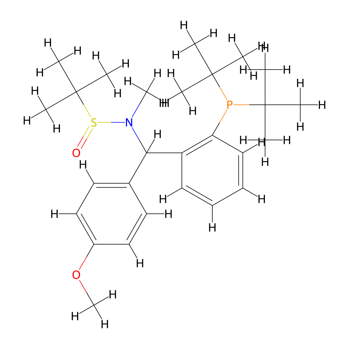 (R)-N-((S)-(2-(Di-tert-butylphosphanyl)phenyl)(4-methoxyphenyl)methyl)-N,2-dimethylpropane-2-sulfinamide molecular structure, CAS 2561513-54-8