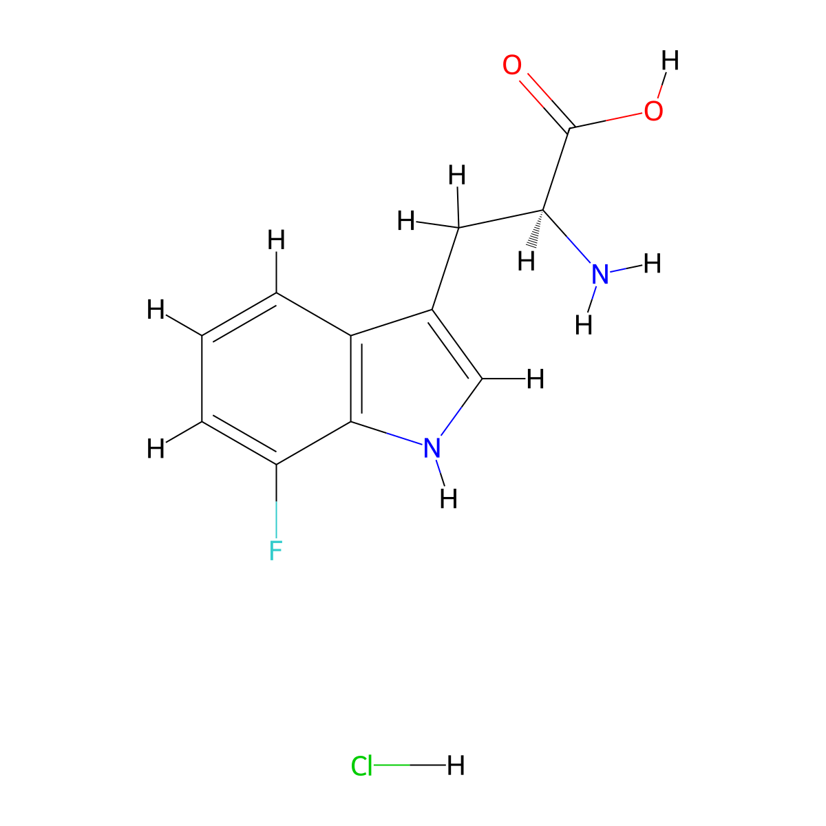 (2S)-2-amino-3-(7-fluoro-1H-indol-3-yl)propanoic acid hydrochloride molecular structure, CAS 2561516-48-9
