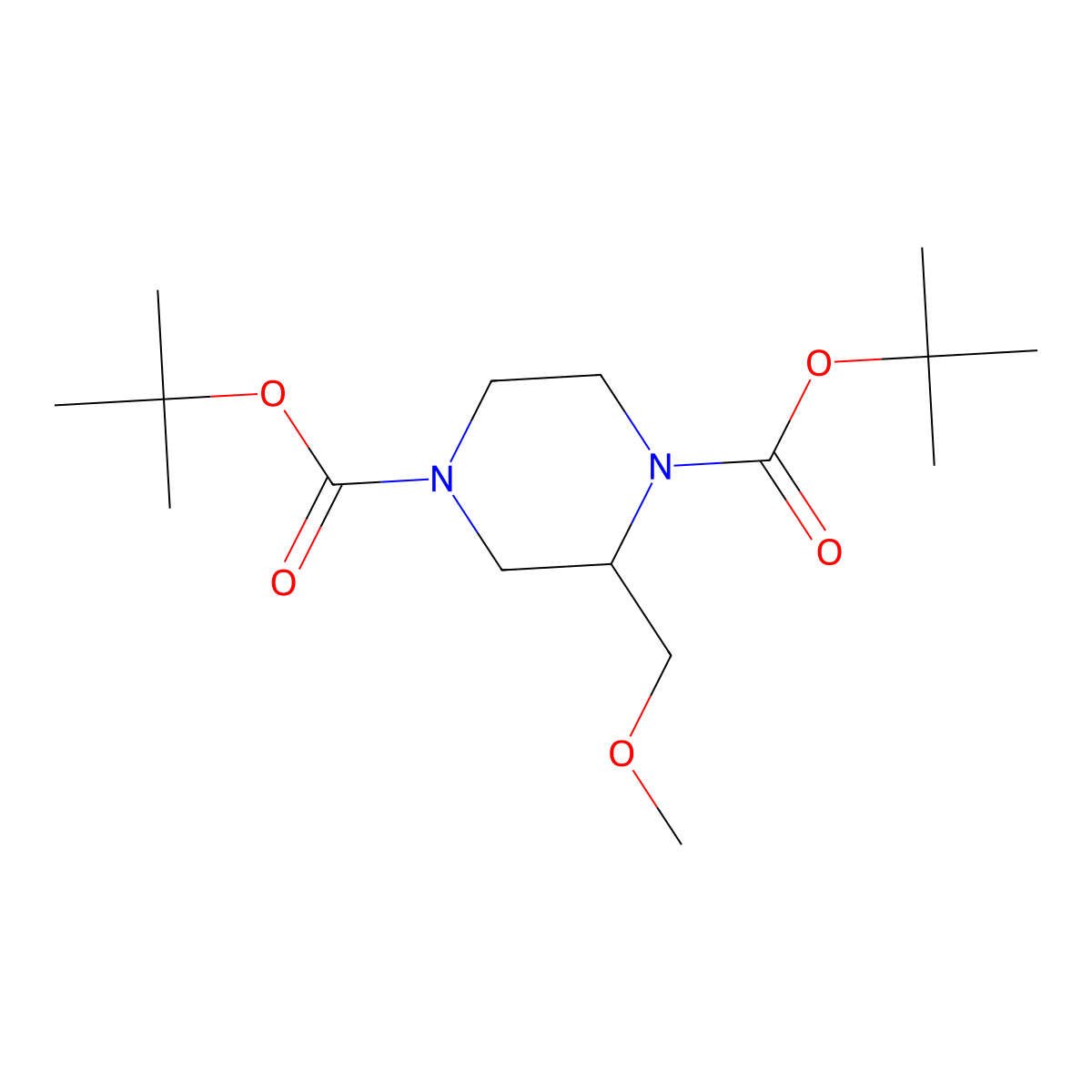 Ditert-butyl (2R)-2-(methoxymethyl)piperazine-1,4-dicarboxylate molecular structure, CAS 2561529-04-0
