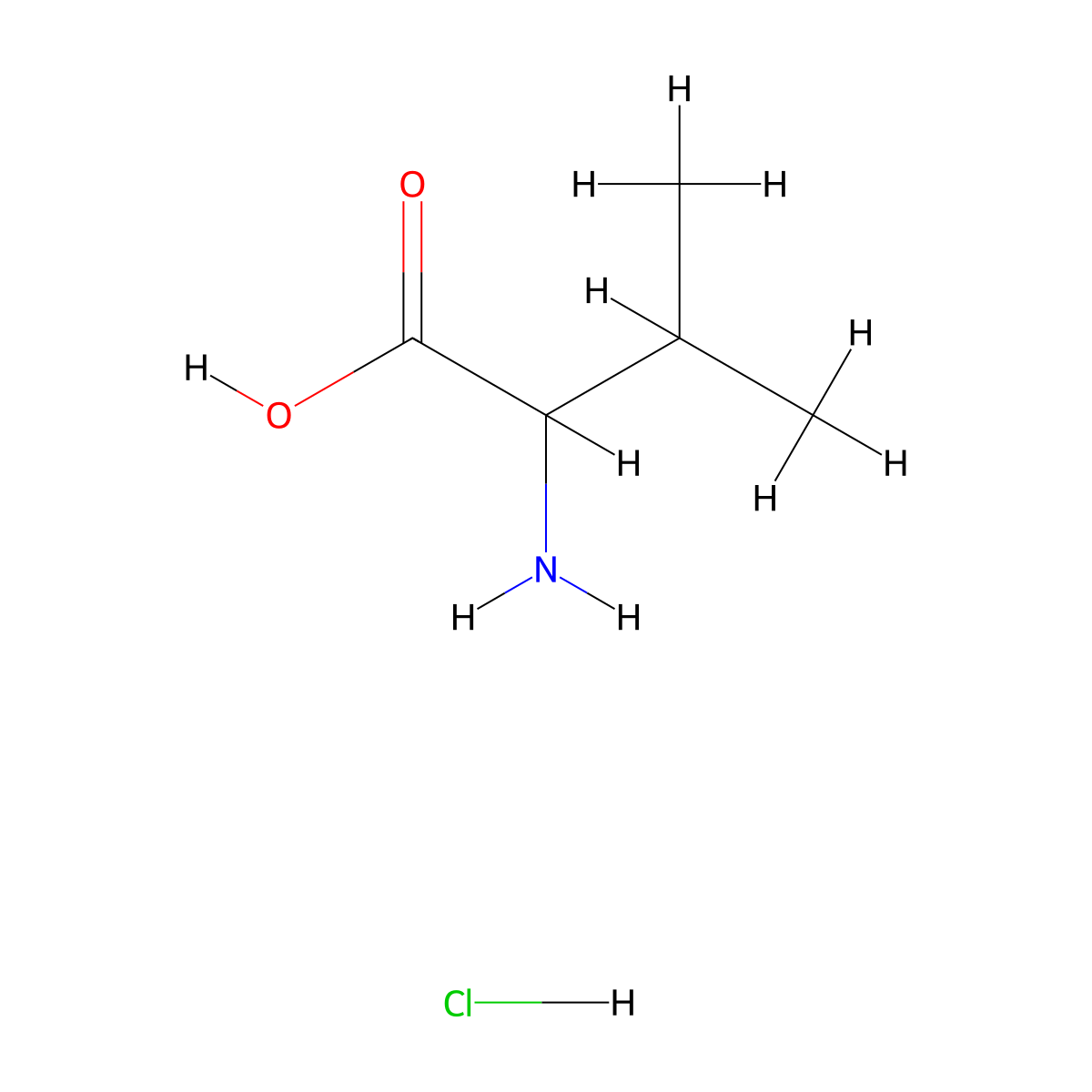 Valine hydrochloride molecular structure, CAS 25616-14-2