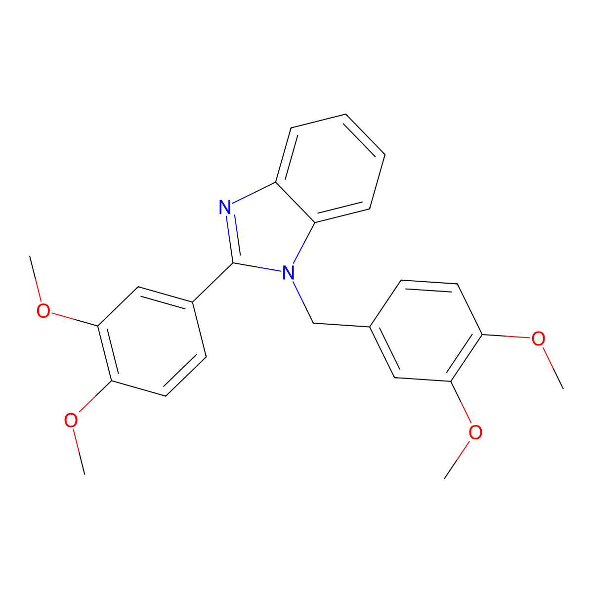 1-(3,4-dimethoxybenzyl)-2-(3,4-dimethoxyphenyl)-1H-benzimidazole molecular structure, CAS 2562-67-6