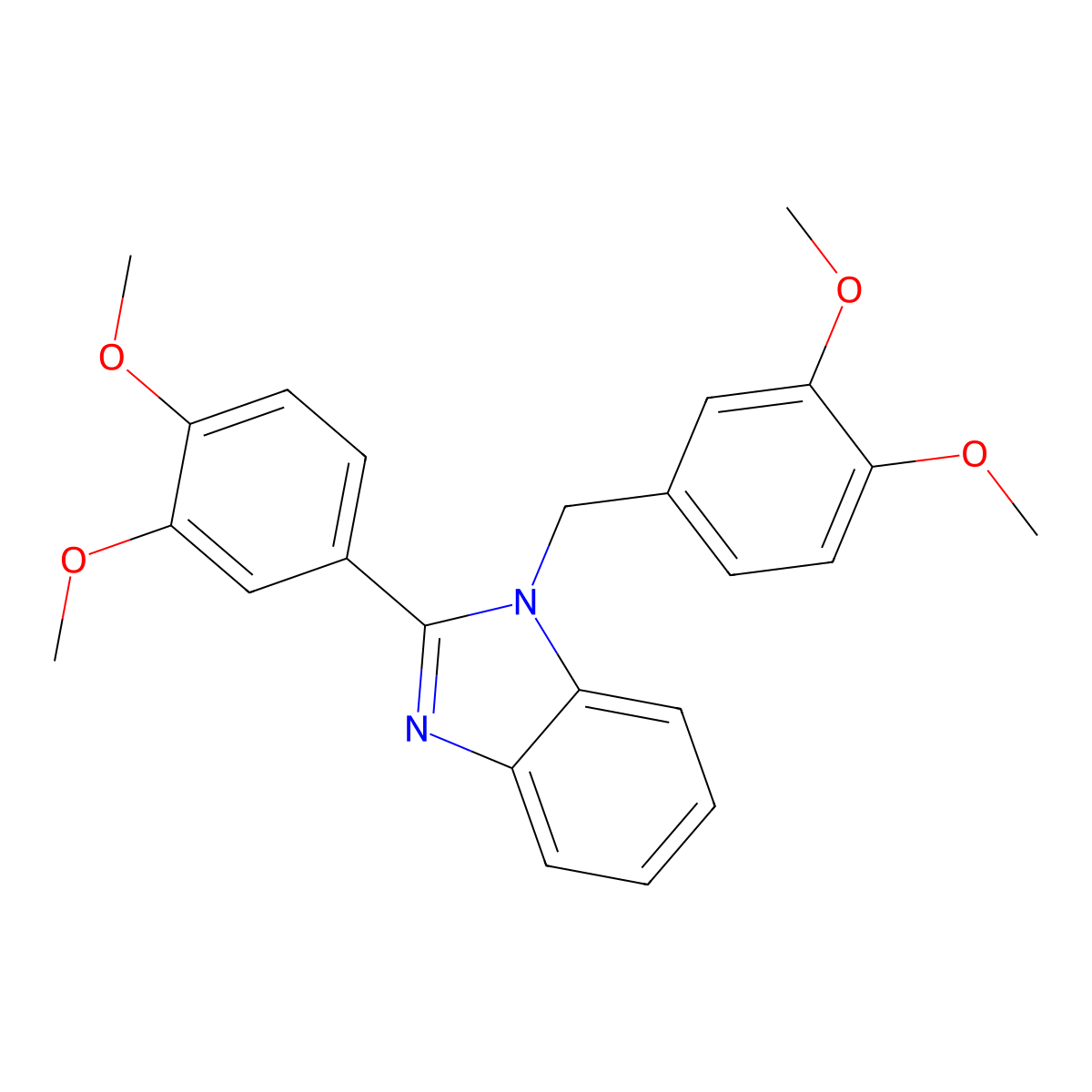 1-(3,4-dimethoxybenzyl)-2-(3,4-dimethoxyphenyl)-1H-benzimidazole molecular structure, CAS 2562-67-6