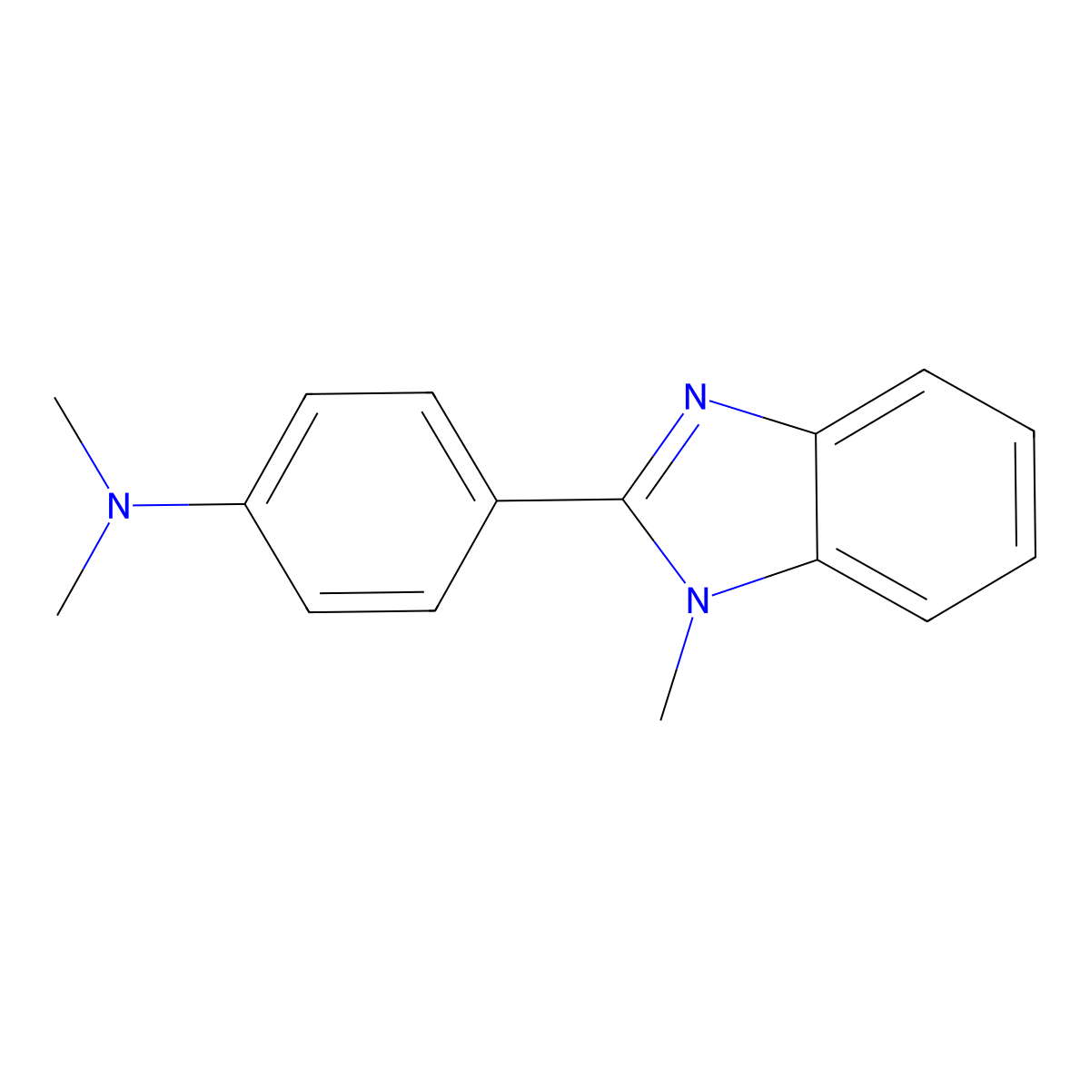 N,N-dimethyl-4-(1-methylbenzimidazol-2-yl)aniline molecular structure, CAS 2562-72-3