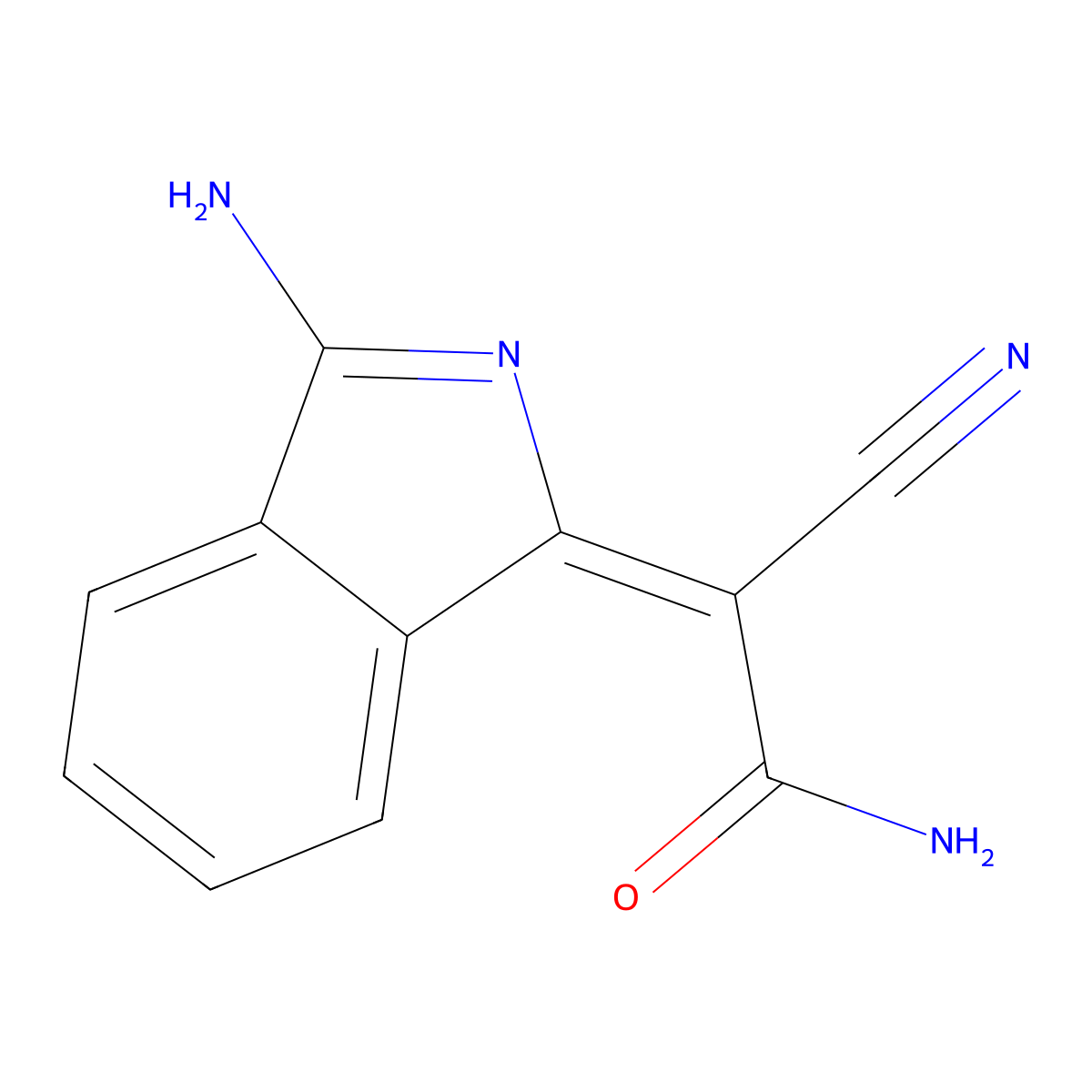 2-(3-Aminoisoindol-1-ylidene)-2-cyanoacetamide molecular structure, CAS 25621-87-8