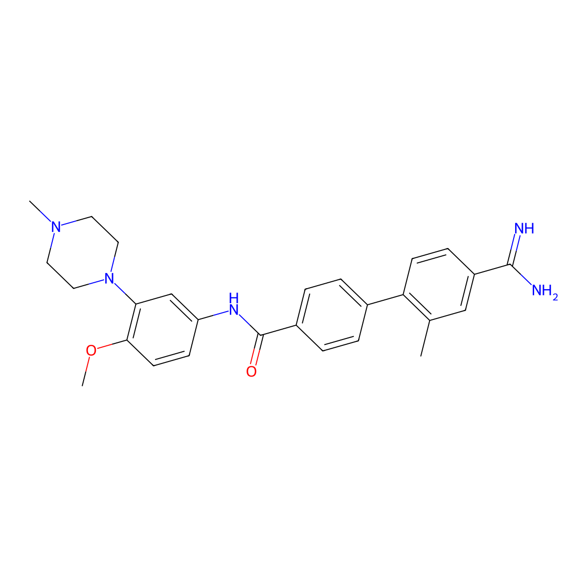 4-(4-carbamimidoyl-2-methylphenyl)-N-[4-methoxy-3-(4-methylpiperazin-1-yl)phenyl]benzamide molecular structure, CAS 256227-71-1